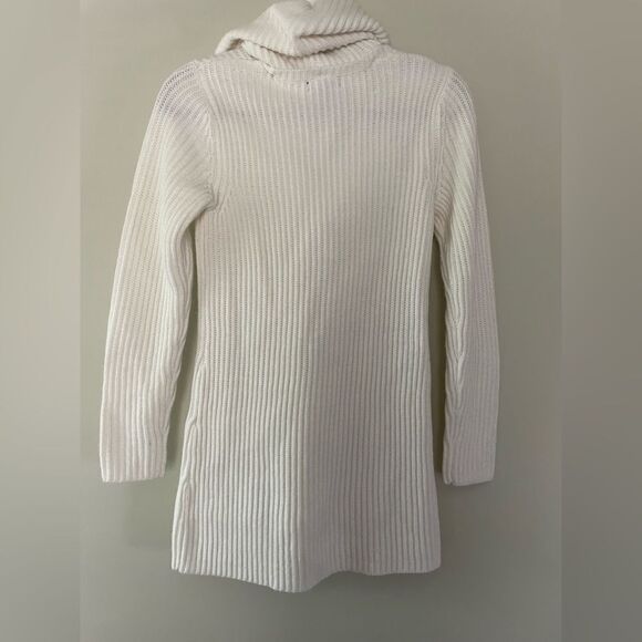New York & Company Sweater Tunic with Removable Scarf SZ XS Cream Preppy Office - Picture 2 of 5